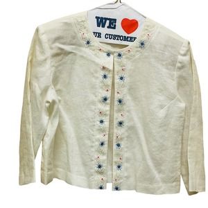 Cynthia Howie for Maggy Boutique Petites - Ivory Ramie Embroidered Jacket - 8P